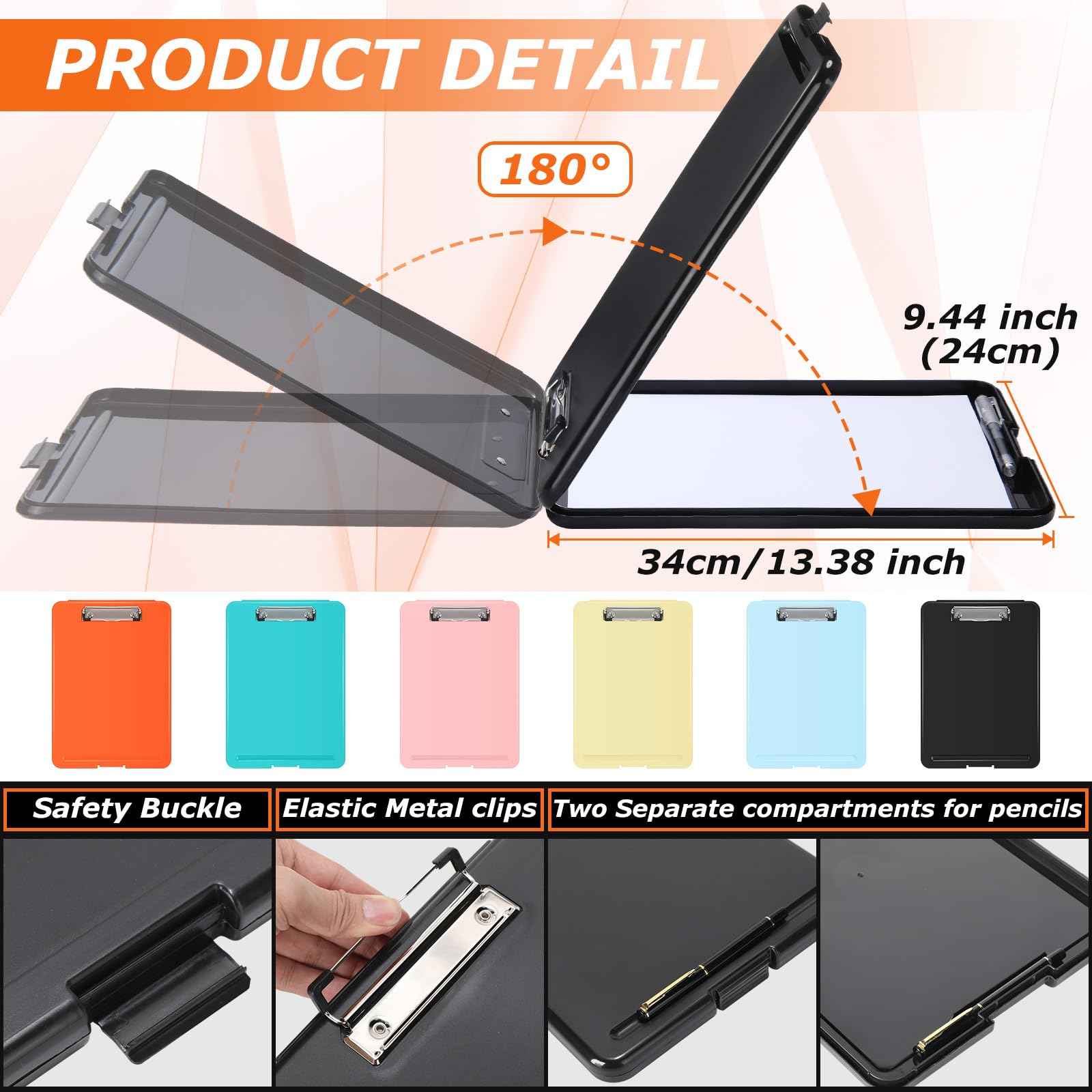 6 Pieces Clipboard with Storage 9.5 x 13.5'' Plastic Nursing Clip Boards with Pen Holder High Foldable Binder Folder Paper Organizer for Nurses Teachers Back to School Office Supplies(Macaron Color)