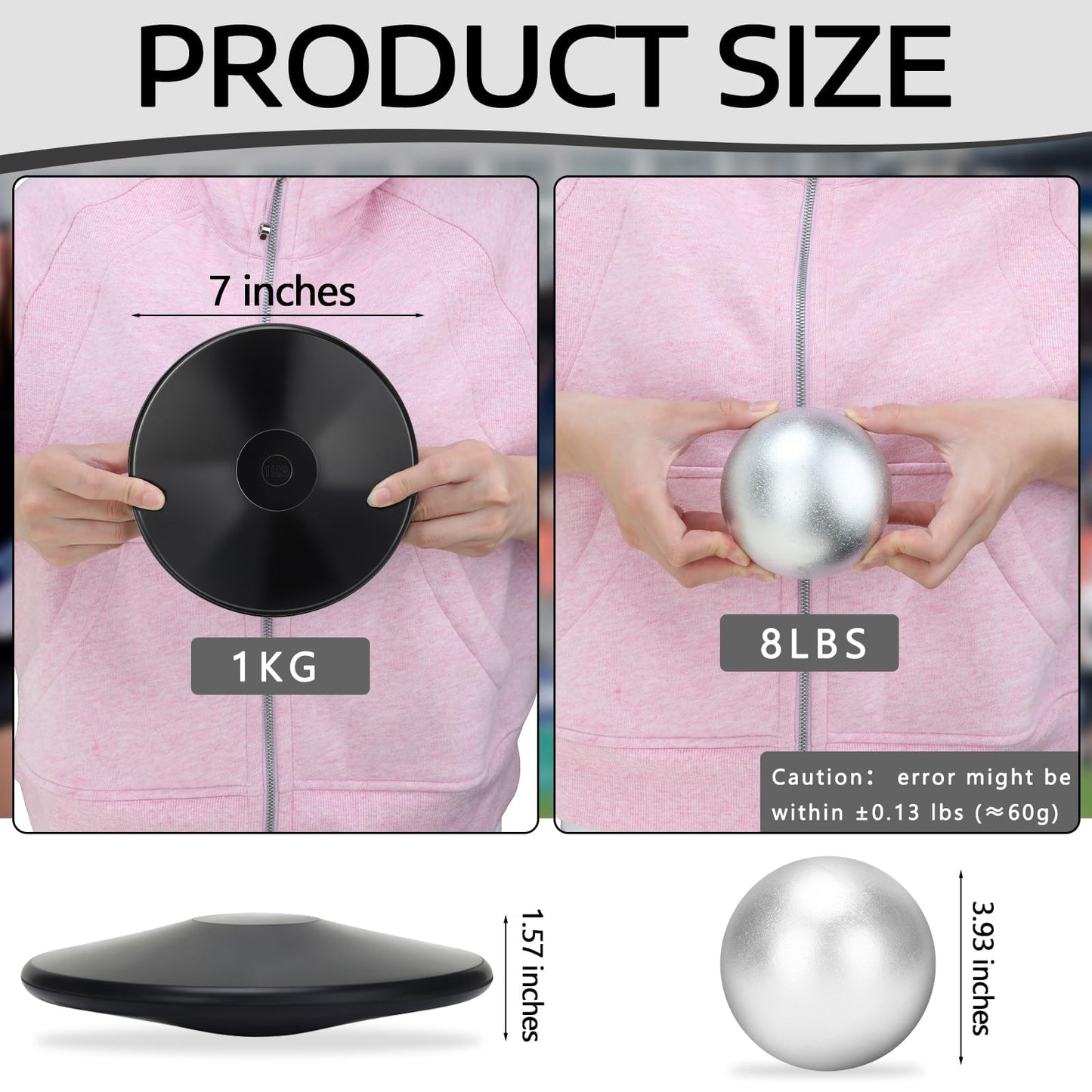 Zealor 2pcs Iron Shot Put Set 1kg Shot Put Rubber Discus Black Shot Put 8lbs Shot Put Ball Track and Field Equipment for Outdoor Practice Throwing