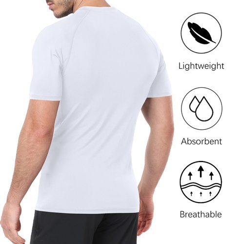 HovSiyla 5 Pack Men's Compression Shirts Cool Dry Short Sleeve Baselayer Athletic Workout T Shirts 2Black 2 White 1 Grey Large