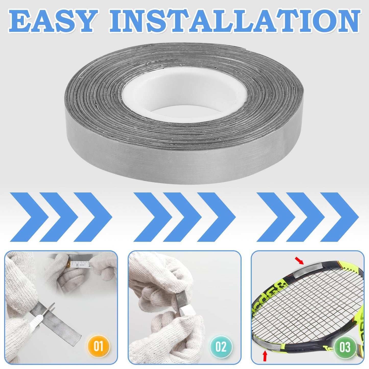 NVAAV 1/4 × 200 Inch - 1 Gram Per Inch Lead Tape for Tennis Racquet Golf Club Pickleball Paddles, Head Lead Weighted Tape Strips Roll 0.02 InchThickness