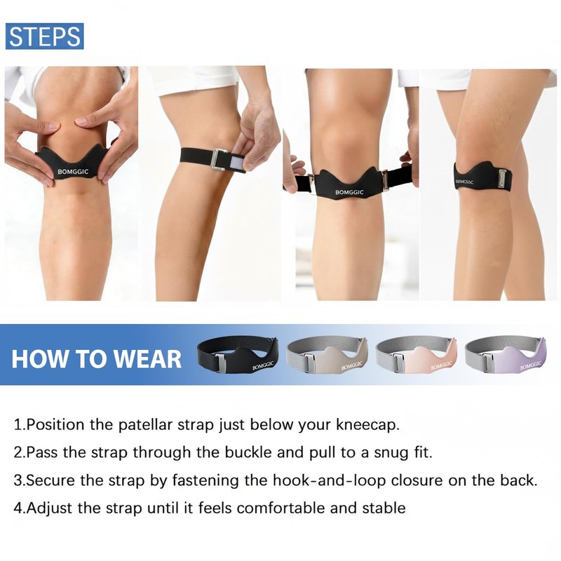 2 Pack Patellar Tendon Support Strap for Men Women,Adjustable Patella Band Flex Wrap Knee Brace with Non-Slip Silicone Targeted Pressure Pad for Knee Pain Tendonitis,Running, Basketball,Hiking,Fitness