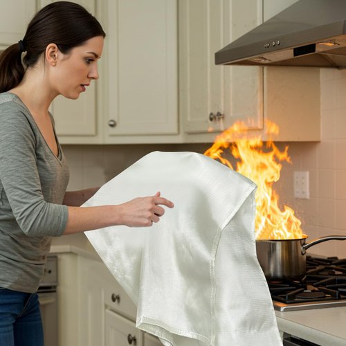 FJNATINH Fire Blankets Emergency for Home - 1 Pack 40' x 40' Fiberglass Blanket for Kitchen and Home (8)