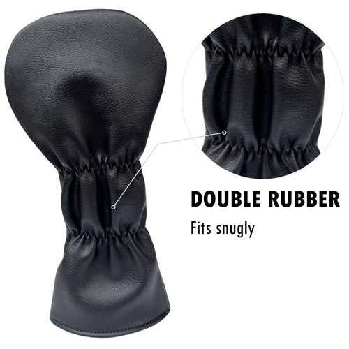 Golf Club Headcover 3 Wood Headcover Black n Gold Premium PU Leather Driver #3 Fairway Wood Hybrid Wood Head Cover Fits for All Brand (for 3 Wood)