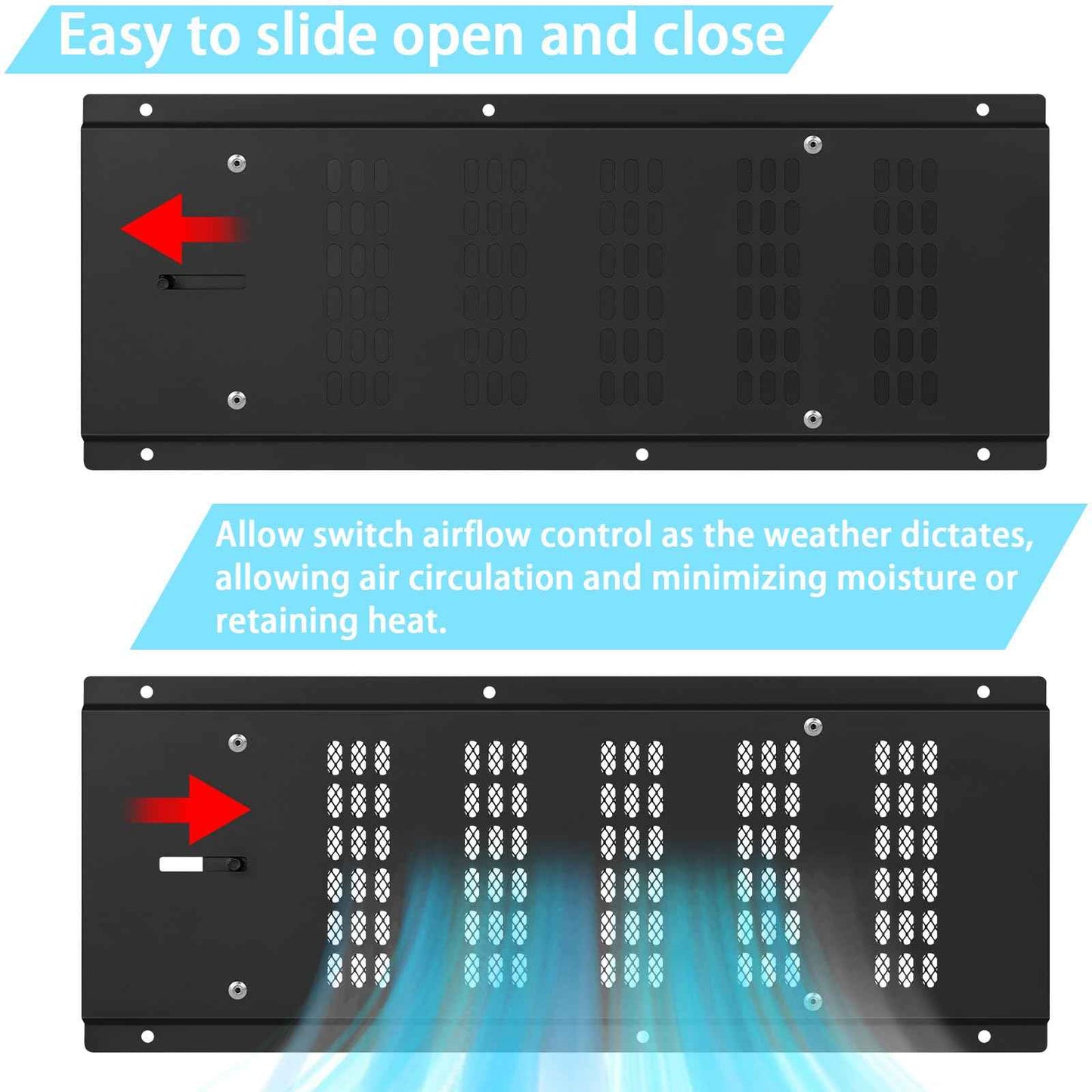 Crawl Space Vent Cover,Foundation Vent Cover for Crawl Space Garage Attic Home Improvement,16"x6.5" Outdoor Foundation Air Wall Vent with Damper&Screen to Reduce Moisture,Black,1PCS