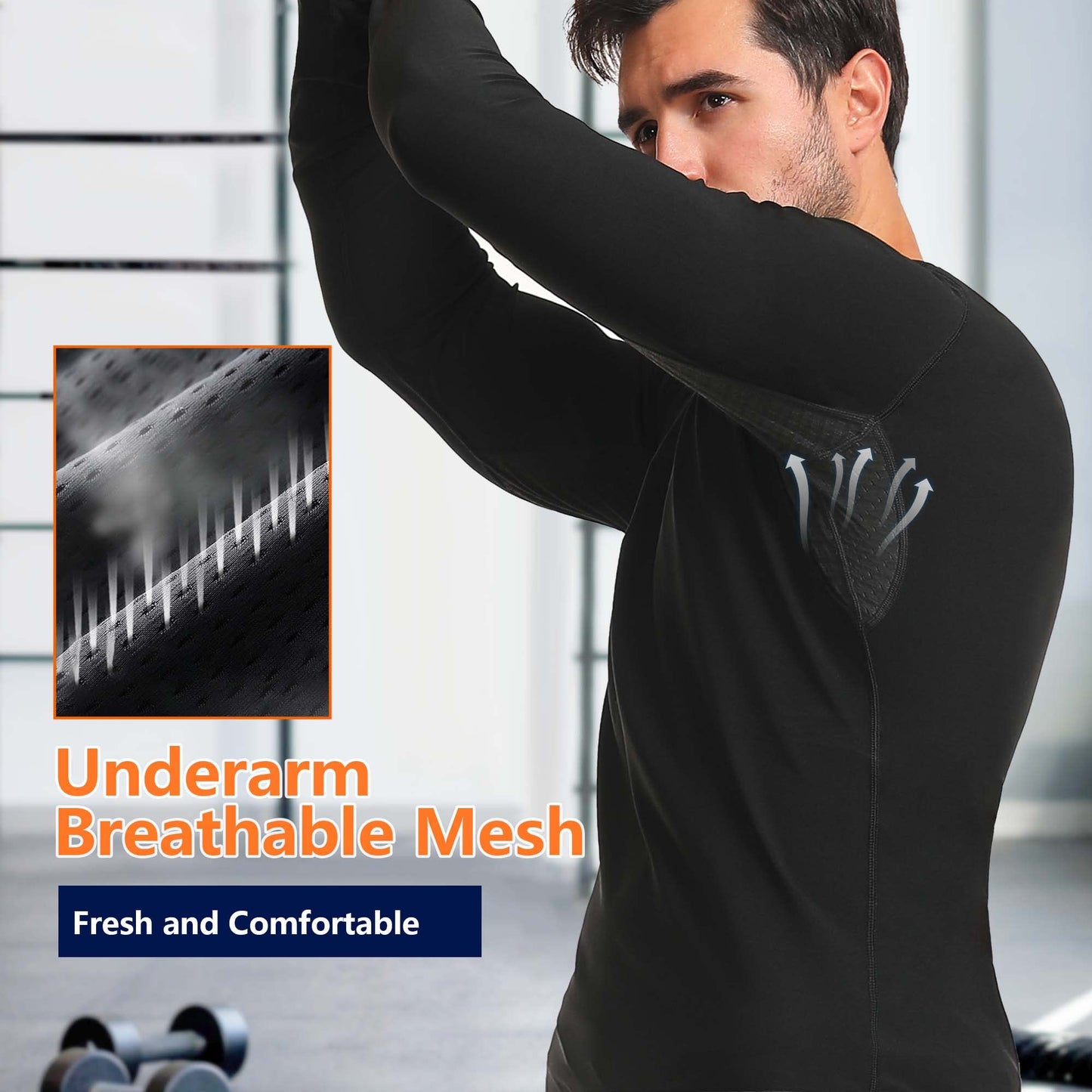 DYUAI Sauna Shirt for Men Sweat Sauna Suits T-shirt Heat Trapping Compression Vest Long Sleeve Body Shaper Workout(WBH6006-01-M)