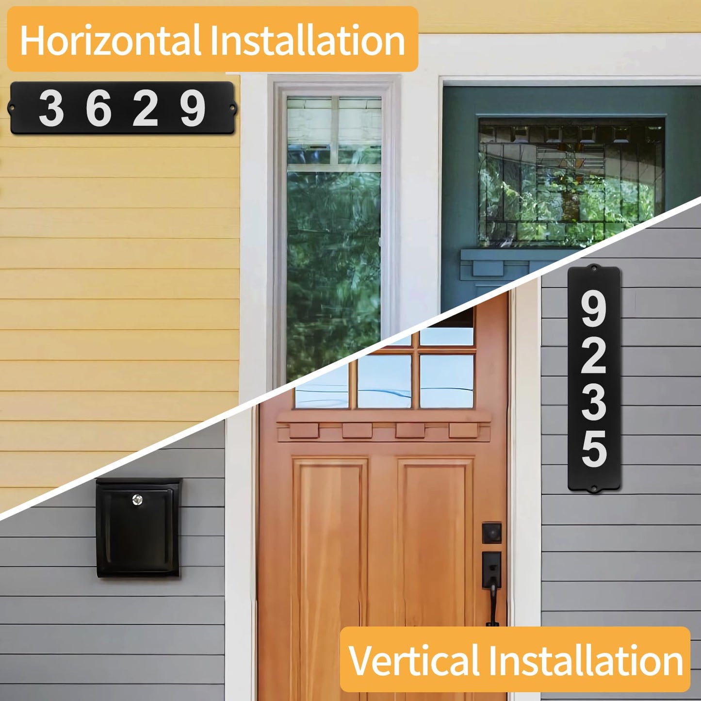 Bmakre House Numbers for Outside, Metal Address Numbers for House, Waterproof, Horizontal & Vertical Mounted Address Signs for Houses,Home Hotel Office Garden Decorative Wall Plaque (Wall Mount)