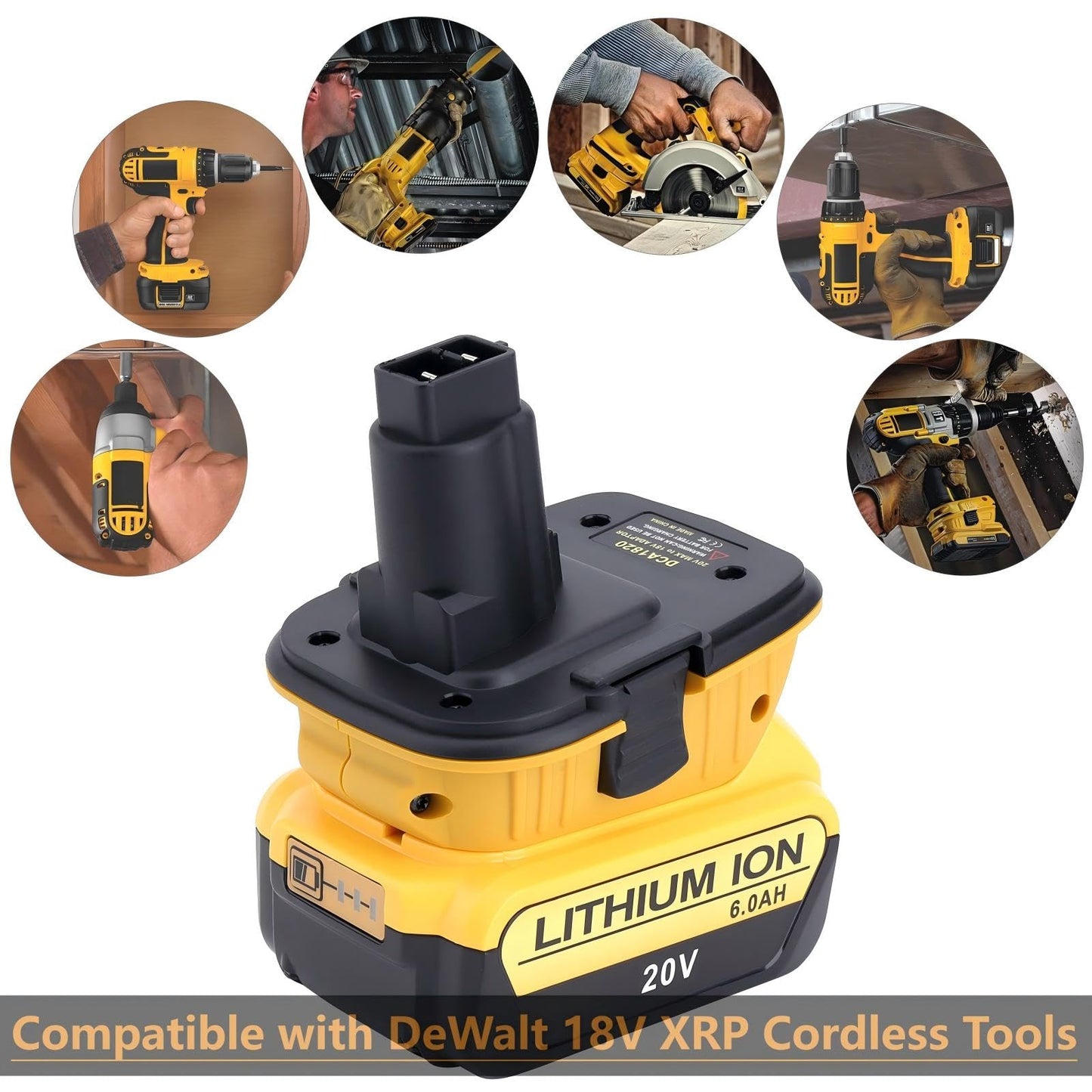 2-Pack DCA1820 Adapter Compatible with Dewalt 18V to 20V Adapter, Compatible with Dewalt 18V Cordless Drills, Circular Saw and Sanders, Fits New 20V Max Lithium Batteries DCB201 DCB203 DCB204 DCB206