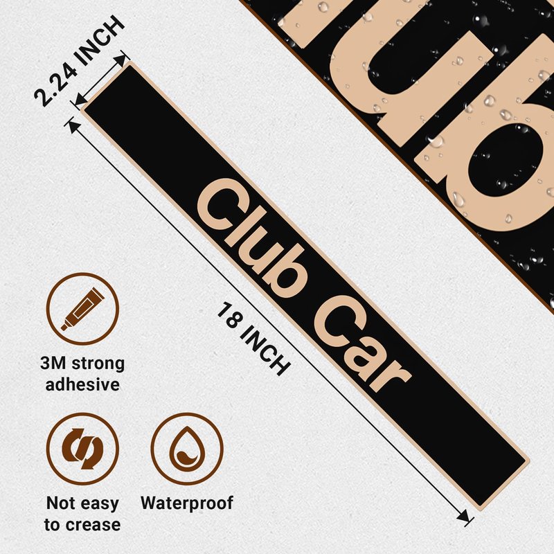 DRIVE UP Golf Cart Name Plate for Club Car DS and Carryall Models Decal Black Gold-18" X 2.24"