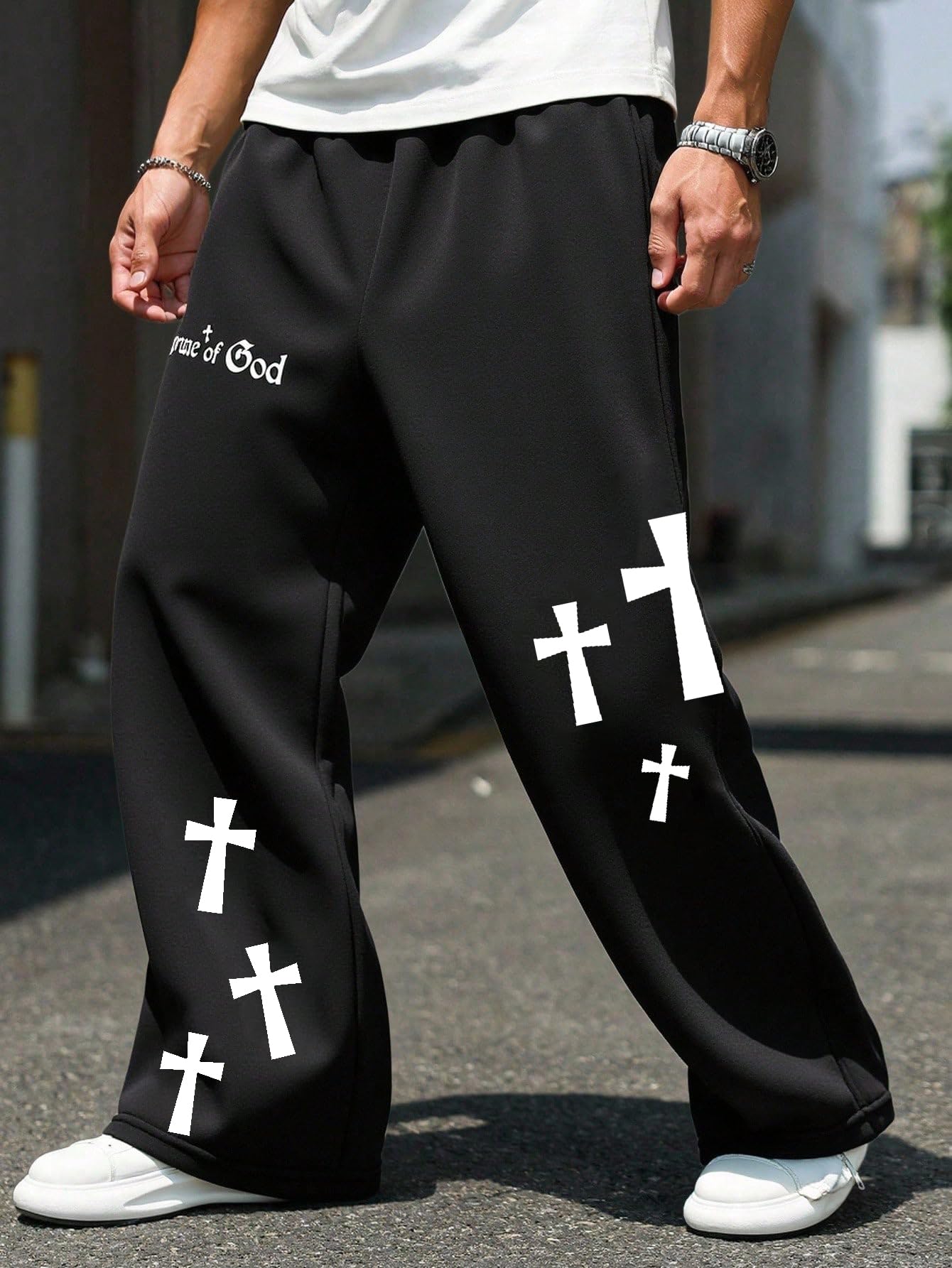 SOLY HUX Boy's Graphic Sweatpants Y2k Gothic Elastic Waist Straight Leg Baggy Pants Streetwear Black Cross 13Y