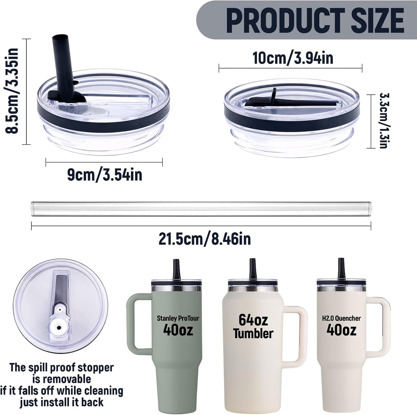 Stanley Replacement Lid - Leakproof Flip Straw Lid for 40 oz & 64 oz Tumblers | Black, 1-Pack