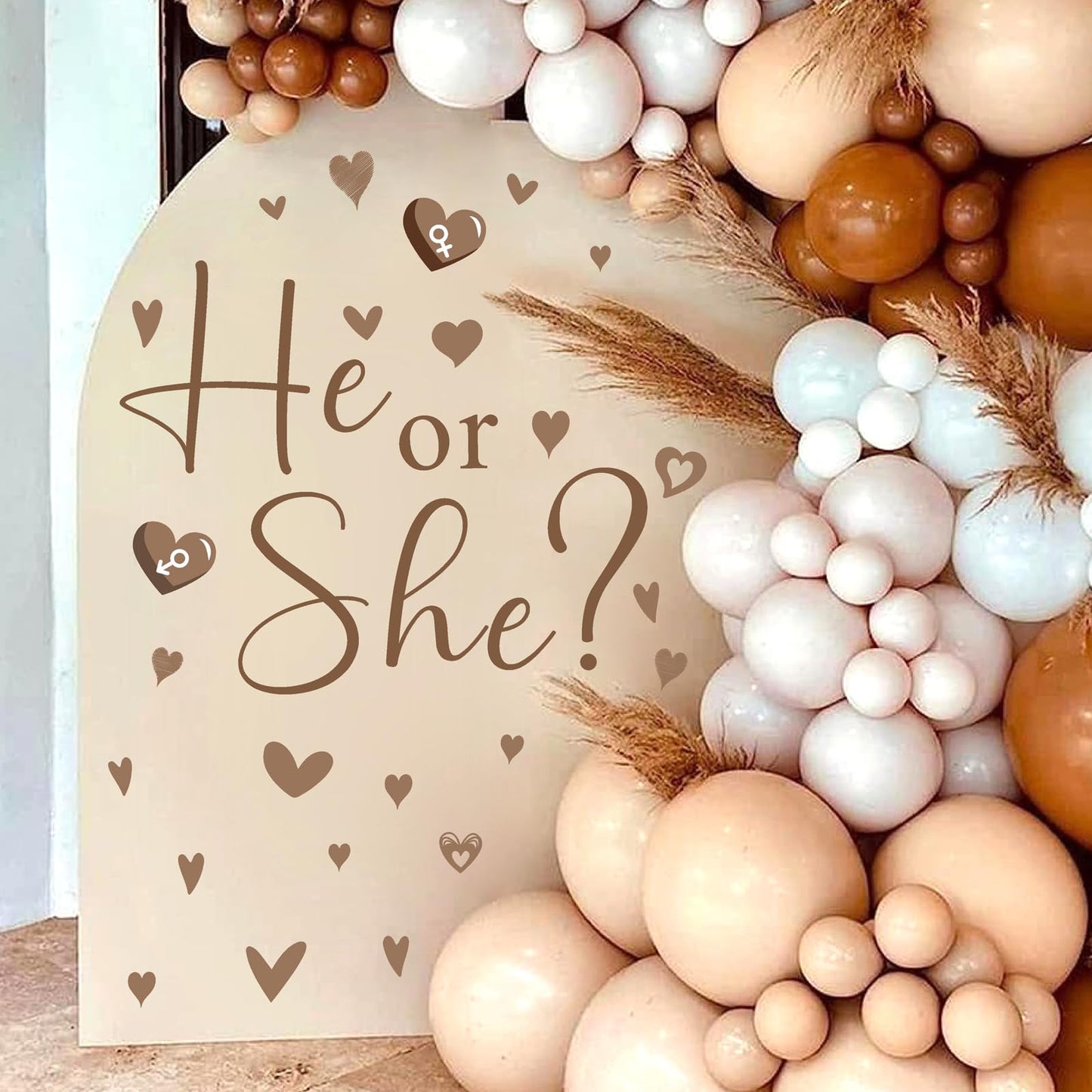 Gender Reveal Party Decals He or She What Will Baby Be Decorations for Balloon Arch Babies Gender Signs Oh Baby Shower Sign Backdrop Decal Girl or Boy Party Supplies Vinyl Sticker for Pregnacy Banner