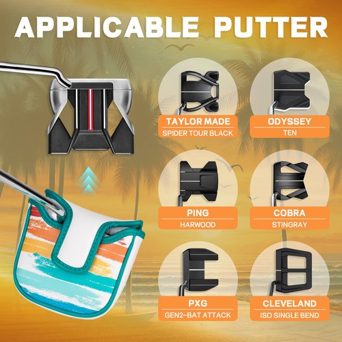 LZFAN Golf Putter Cover Half Mallet Golf Club Head Covers Protector Magnetic Closure for Scotty Cameron Taylormade Odyssey Club Headcover Coco
