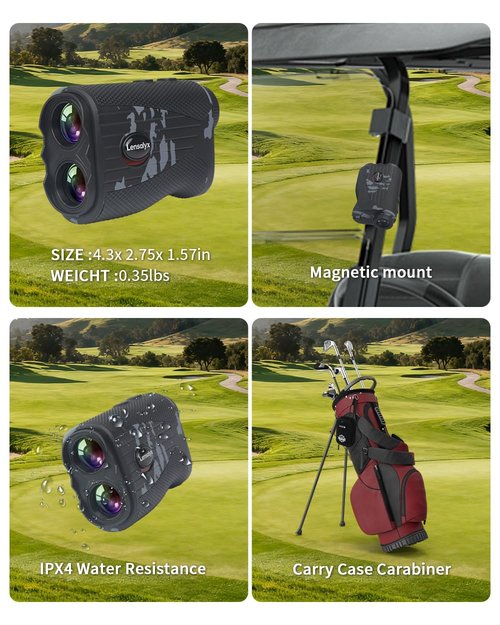 Lensaylx Golf rangefinder,1200 Yards Laser Golf Rangefinder with Slope,7X Magnification,Pin Flag Pole Lock,IPX4 Waterproof,Rechargeable Battery Magnetic Strip Laser Rangefinders for Golf and Hunting