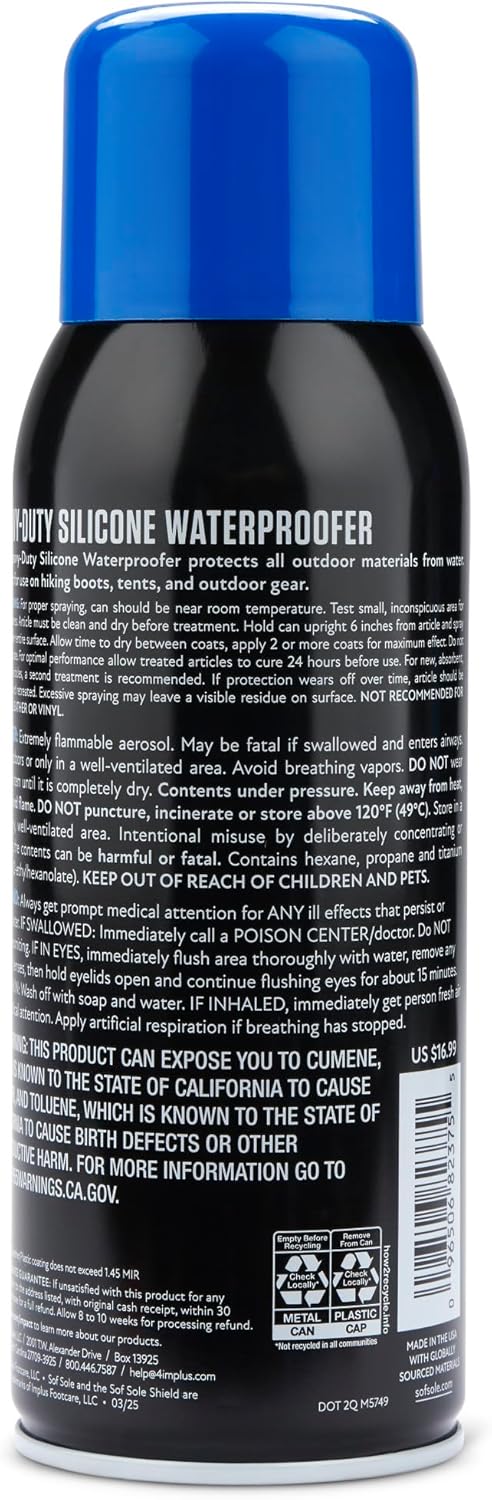 Sof Sole Silicone Waterproofer Spray - Protect Boots, Tents & Outdoor Gear | 12-Ounce Size
