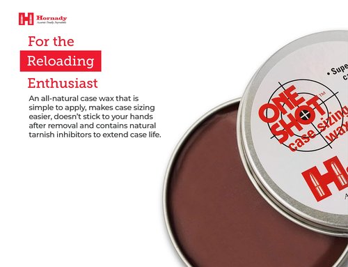 Hornady One Shot Case Sizing Wax, 2.25 Oz – Wipes Off Easily, No Sticky Residue – Straightforward Reloading, Makes Sizing Cases Smooth and No Trouble – an Alternative to Spray Lube or Lube Pads