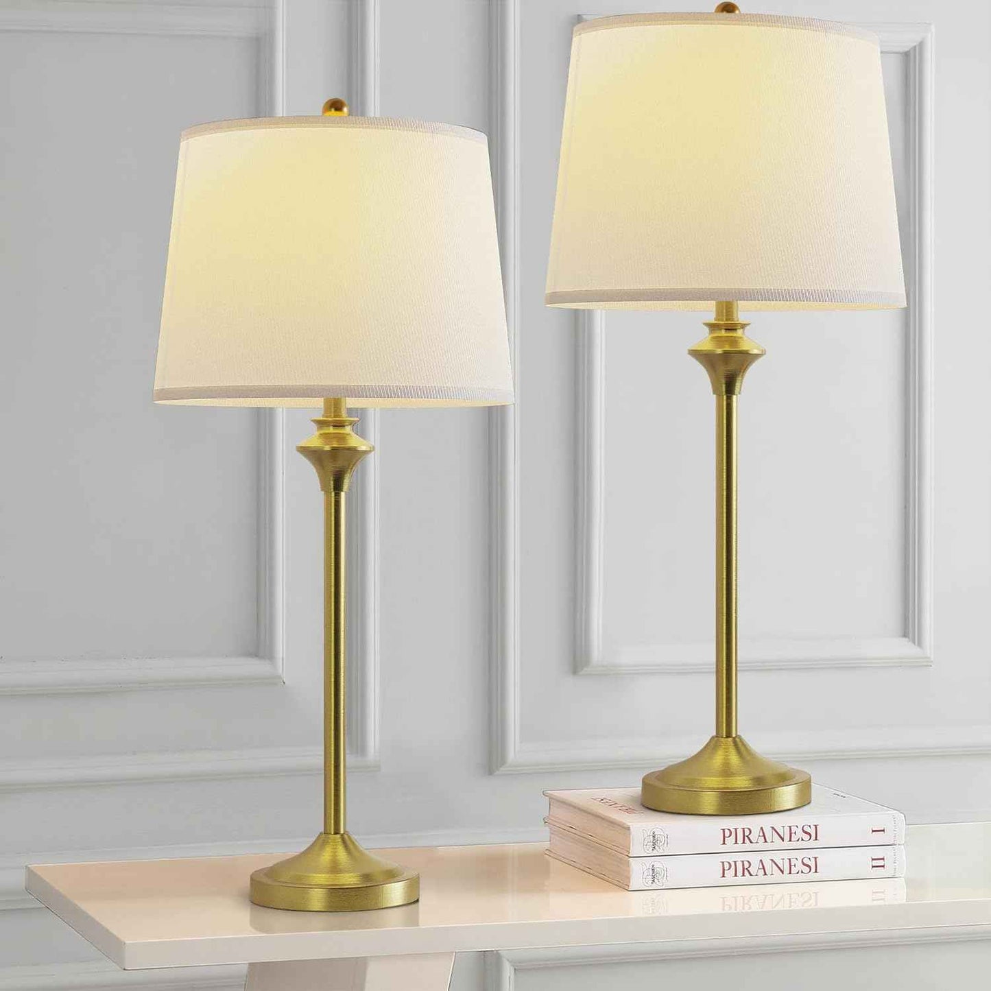 Brass Gold Table Lamps Set of 2 - 26" Modern Buffet & Nightstand Lamps for Living Room, Bedroom, Office