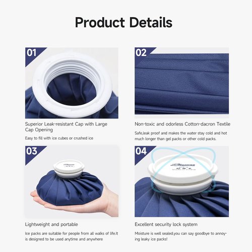 BICAREE Reusable Ice Pack for Injuries - No-Leak Hot & Cold Therapy Bag, 9-Inch Size