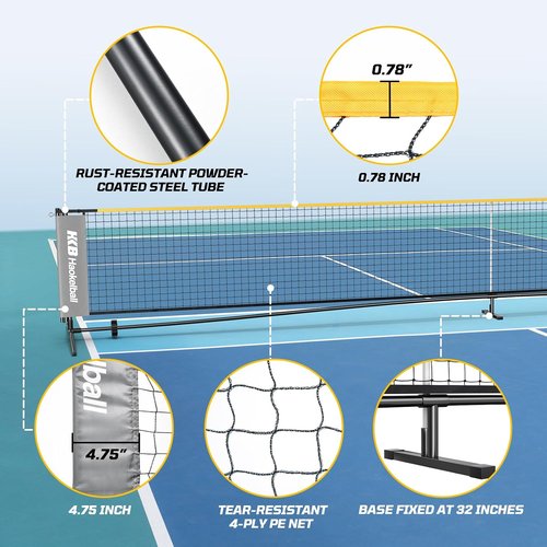Haokelball Badminton Volleyball Pickleball Net Set - 22FT Portable All-in-One System with Adjustable Height, Includes Balls & Rackets