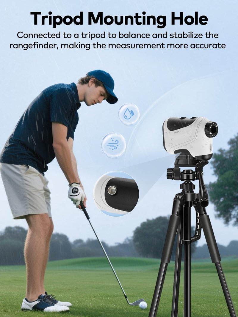 MOESAPU Range Finder Golf with Slope, 1200yd Laser Range Finder with Tripod Mount Hole, 7X Magnification Flag Lock Locking Vibration for Hunting, Distance Measurment Rangefinder Accessories, White