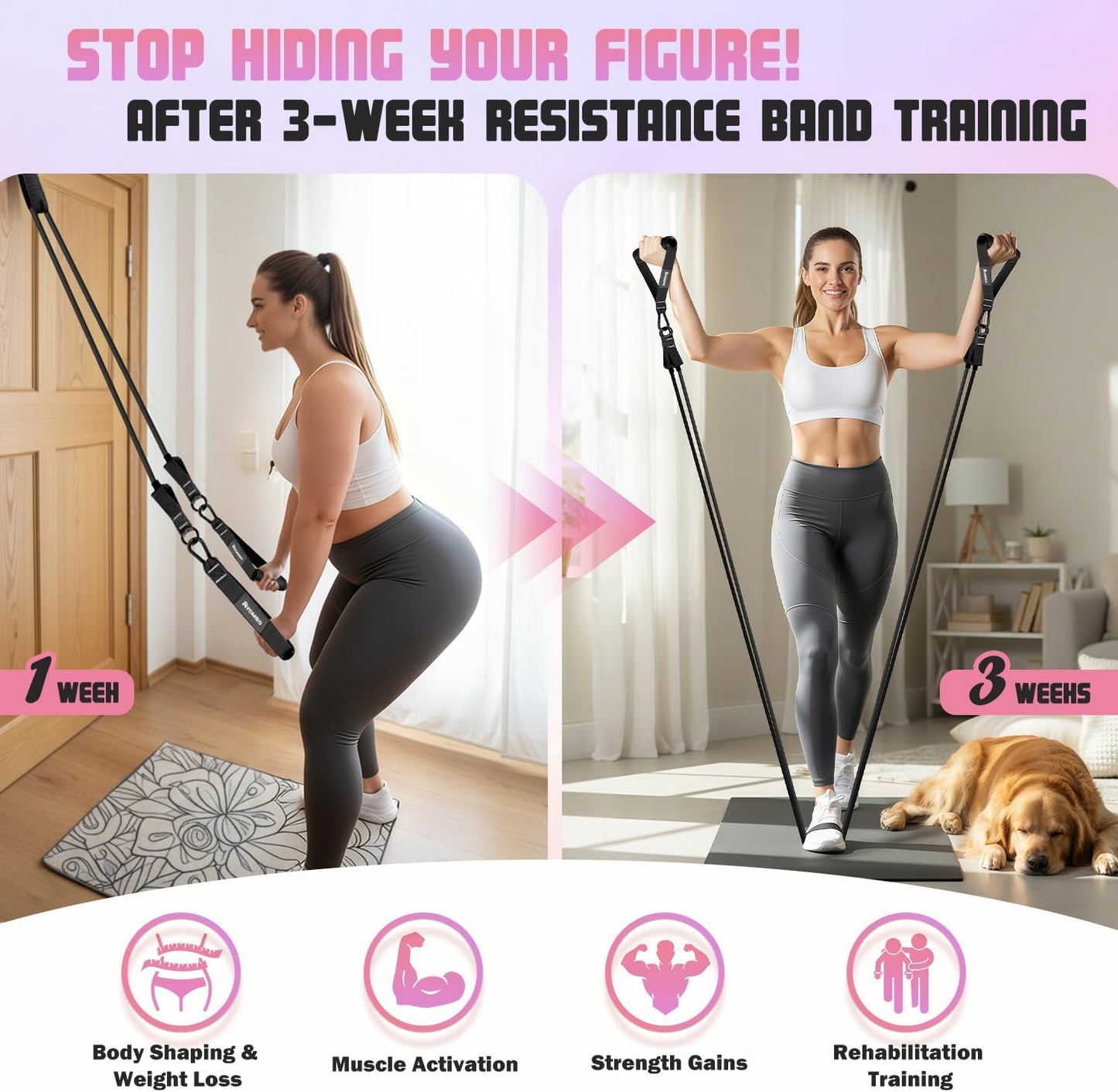 Skiennix Resistance Bands - 5 Level Exercise Bands Set with Handles for Home Gym & Physical Therapy