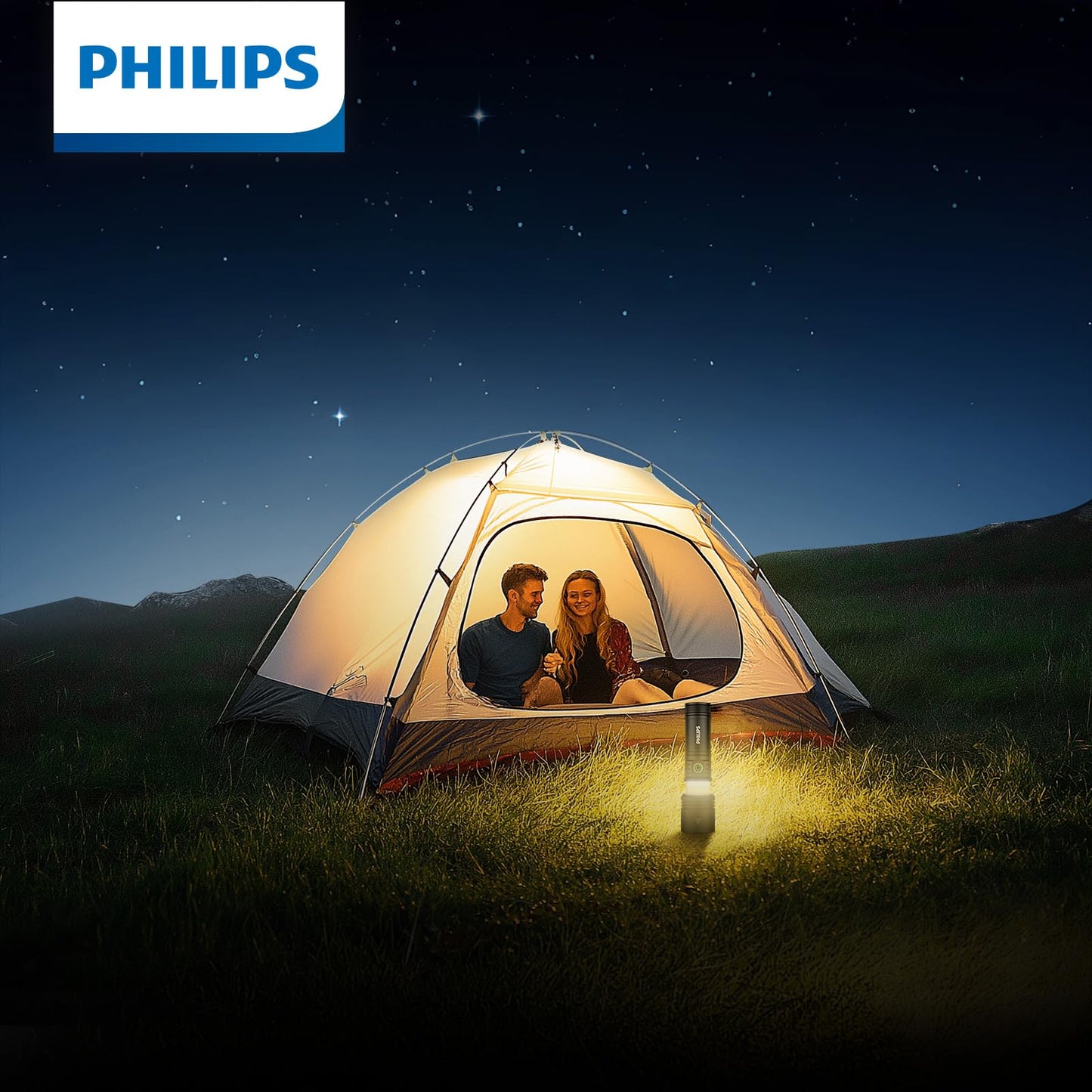 Philips Rechargeable Flashlights High Lumens with Ignition Lens,3000lm Tactical Flashlights with Camping Lamp,2 Colors Zoomable 5Modes Reverse Charging LED Bright Flashlight for Home Outdoor Gift
