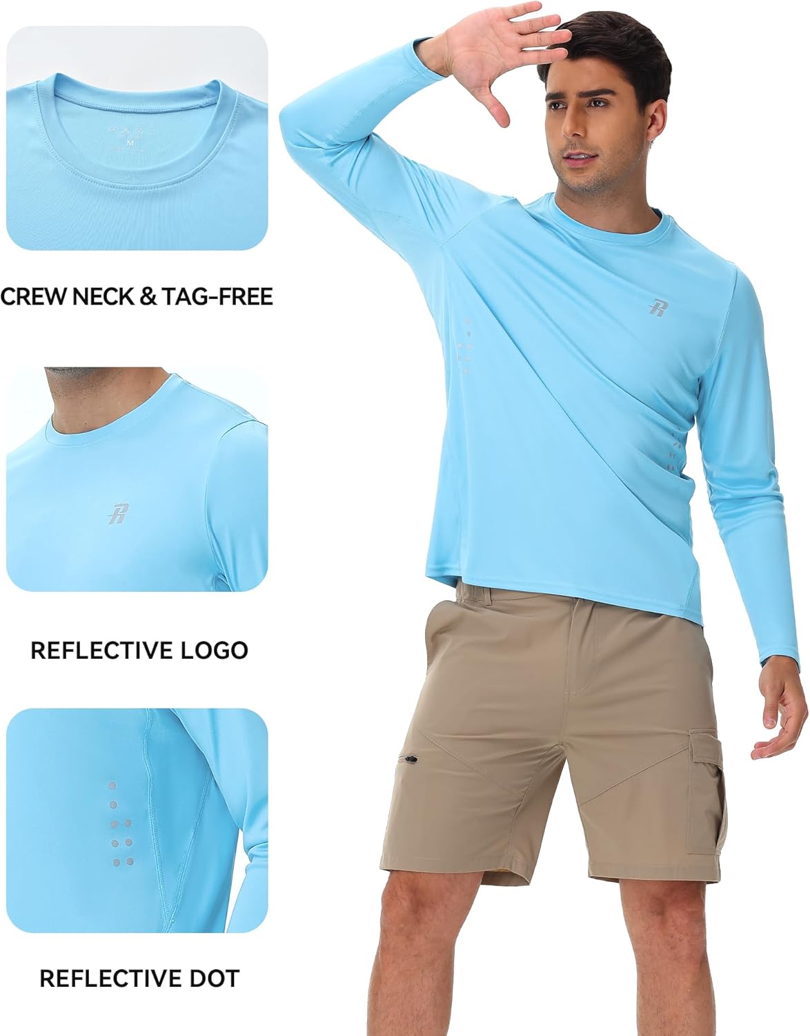 Runhit Men's UPF 50+ Sun Protection Shirt - Long Sleeve UV Swim & Fishing Rash Guard | Quick Dry, Lightweight