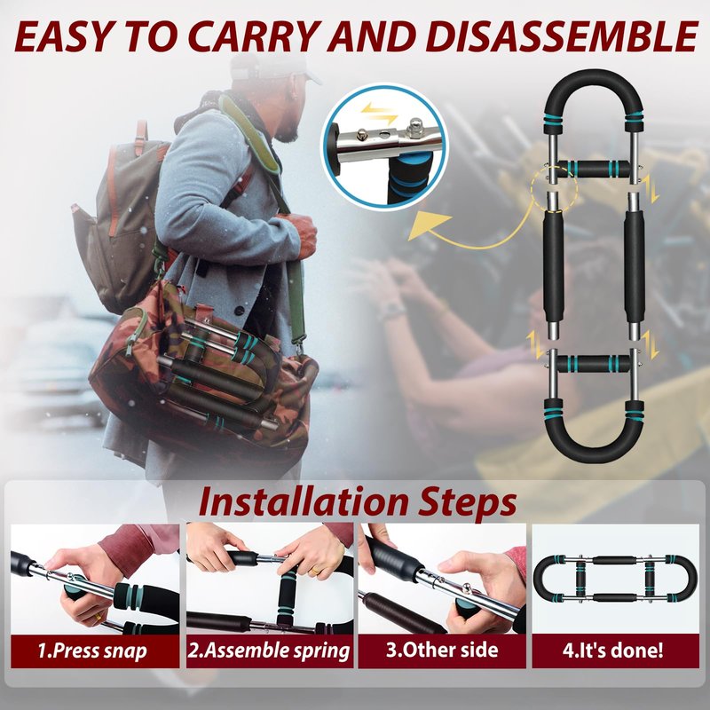 Twister Arm Trainer, Chest Workout Equipment, Three-Level Adjustable Forearm Strengthener at Home, Portable Fitness Exerciser, Gifts for Men Women Dad Bro Husband