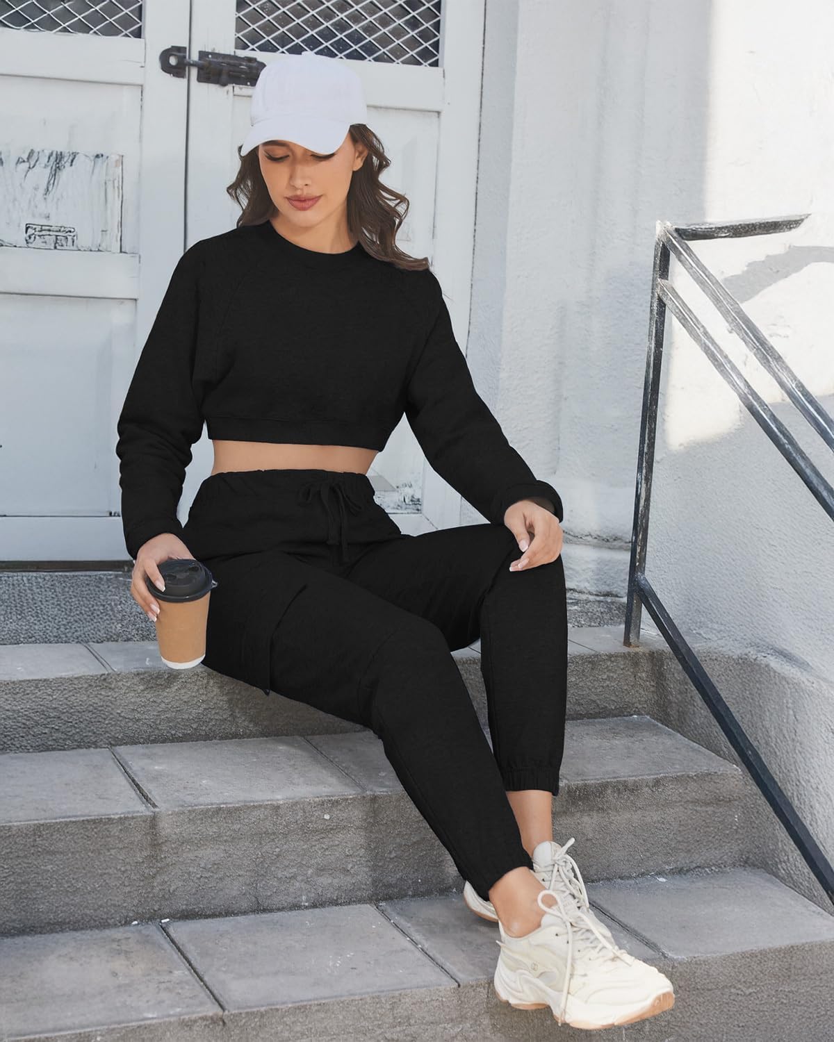 PULI Women's Cargo Sweatpants - Sporty Athletic Fit with Pockets | Comfortable Jogger Pants for Yoga & Gym