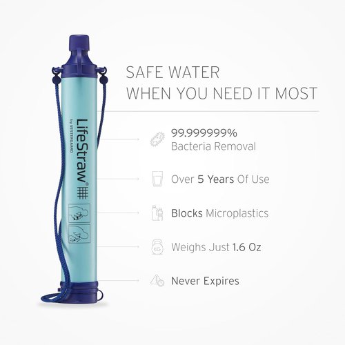 LifeStraw Personal Water Filter - Essential for Hiking, Camping & Emergency Preparedness | Compact & Portable
