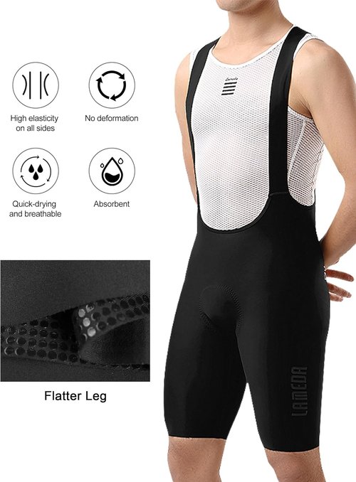LAMEDA Men's Cycling Bib Shorts - Lightweight Padded Bike Shorts for Road & Gravel Biking