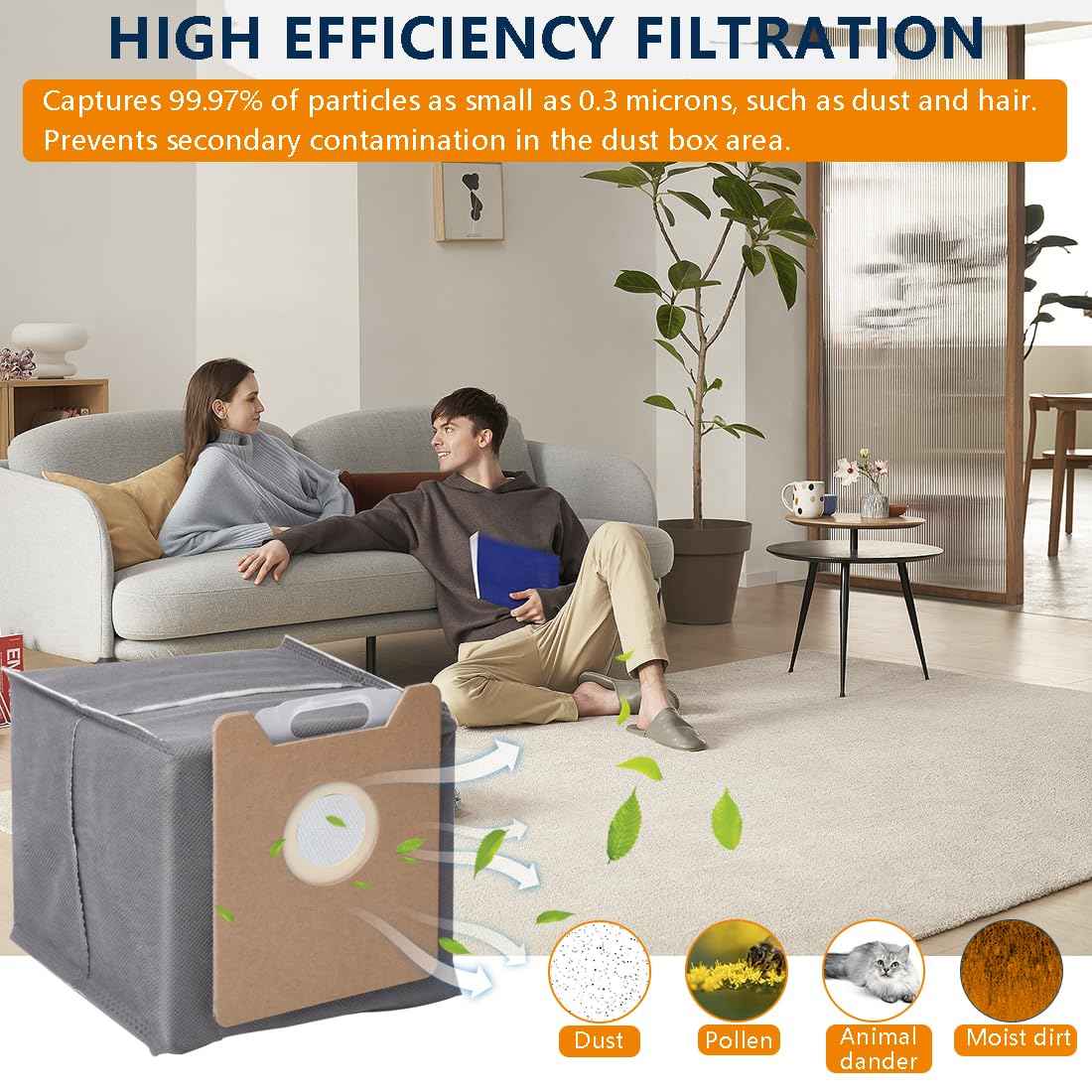 14Pcs Dust Bags Replacement for Eufy G35+, G40+, G40 Hybrid+ Auto-Empty Station,Eufy Robot Vacuum Dust Bags Kit, 2.7L Large Capacity Disposable Replacement Bags