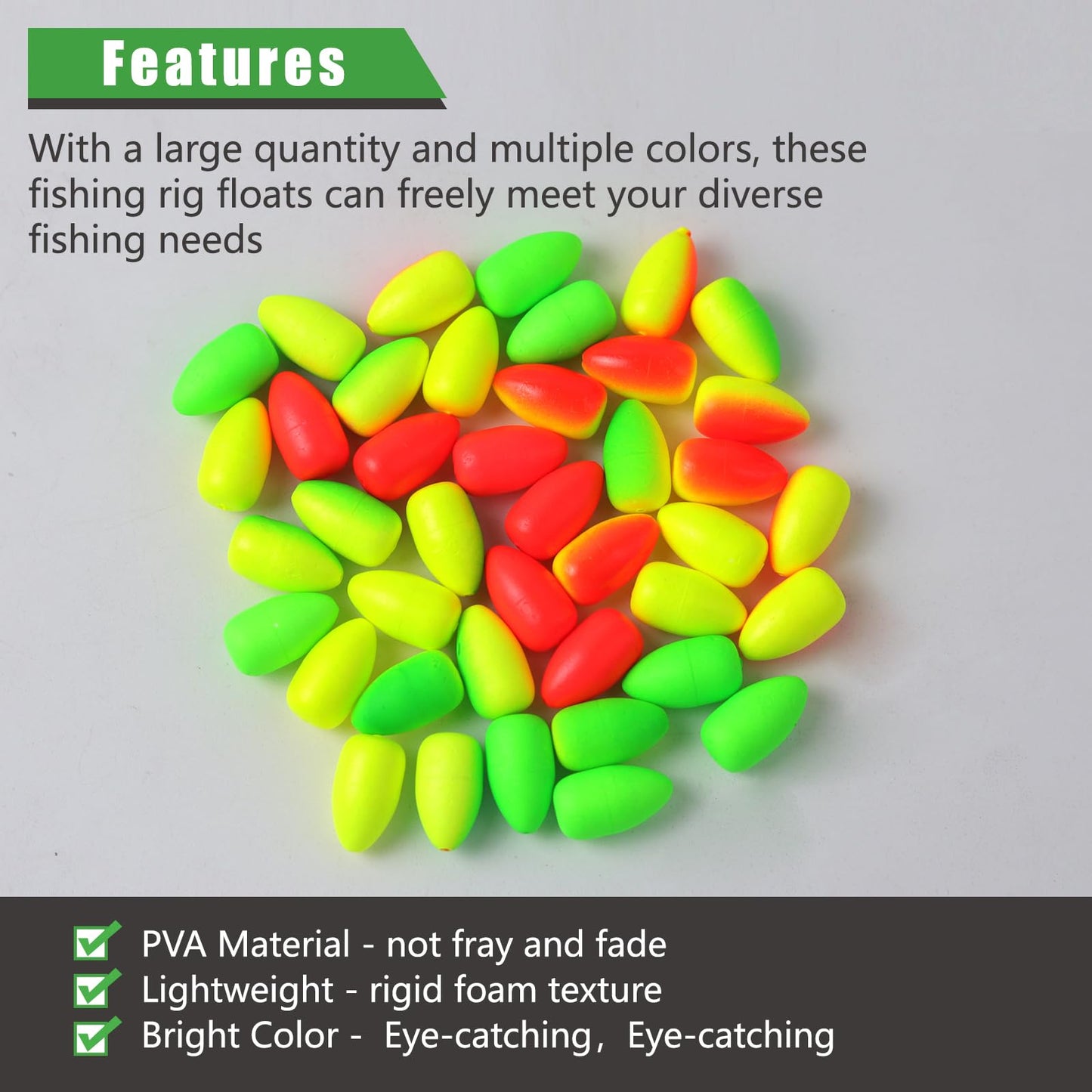 MAFIMOEA 80/60/45 PCS Bullet Fishing Foam Floats Snell Float Surf Pompano Rigs Float for Spinner Rig Making Fly Fishing Strike Indicators for Trout Catfish Walleye
