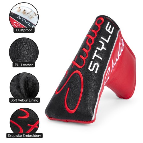Golf Putter Covers Premium Embroidery Blade Putter Cover Studio Style Blade Putter Headcover Leahter Golf Club Covers with Strong Magnetic Closure for Most Brand