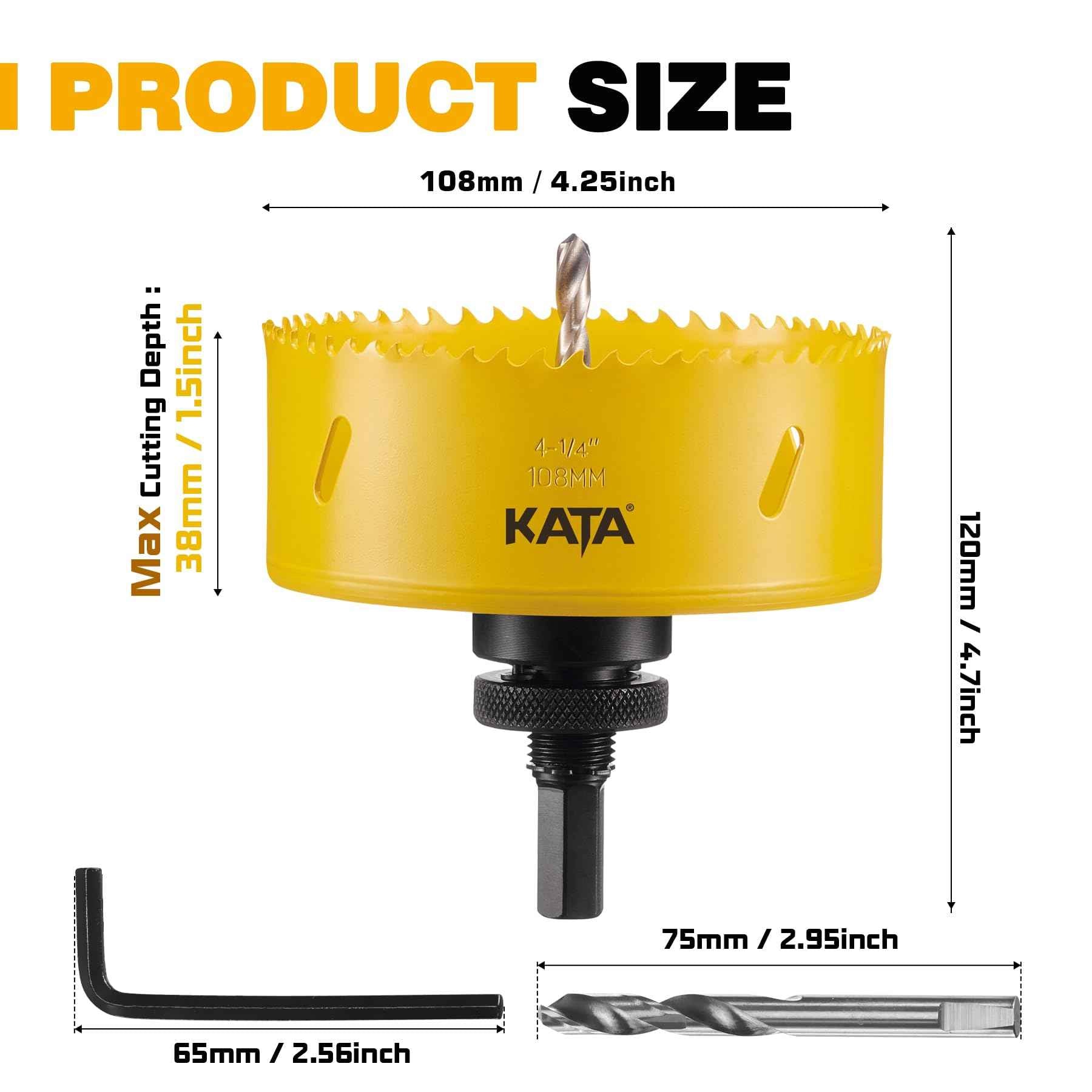 KATA 4 Hole Saw for Recessed-Lights: 4-1/4 in Hole Saw with Silicone Dust Bowl - Installing 4 Inch Led Recessed Ceiling Lights for Drywall - Hole Cutter with Dust Catcher for Can Lighting