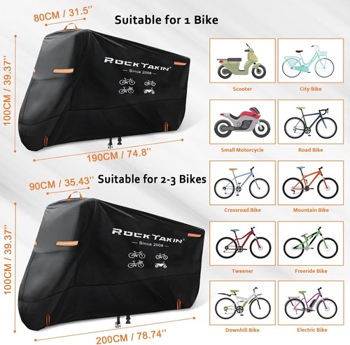 Bike Cover - 300D Oxford Waterproof Heavy Duty Bicycle Protection | Reflective Strips & Storage Bag