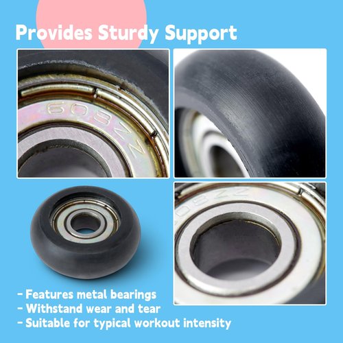 GLOXTED 4Pcs Replacement Roller Wheels Compatible with Aero Pilates Reformer Machines Part Easy to Install, Smooth and Quiet Glide, Black