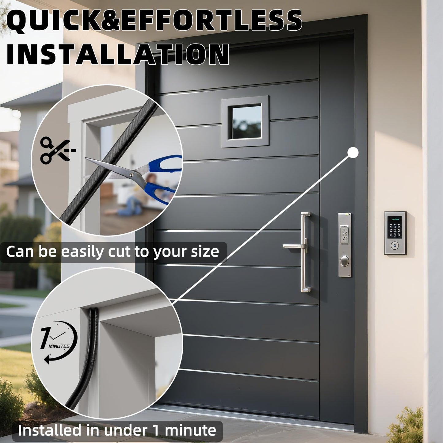 1 Pack*19.6 Ft Self-Adhesive V Shape Foam Window Weather Stripping Door Seal Insulation Strip for Winter, Soundproof Exterior Front Frame Gap Filler, Draft Stopper Tape Noise Light Blocker (White)