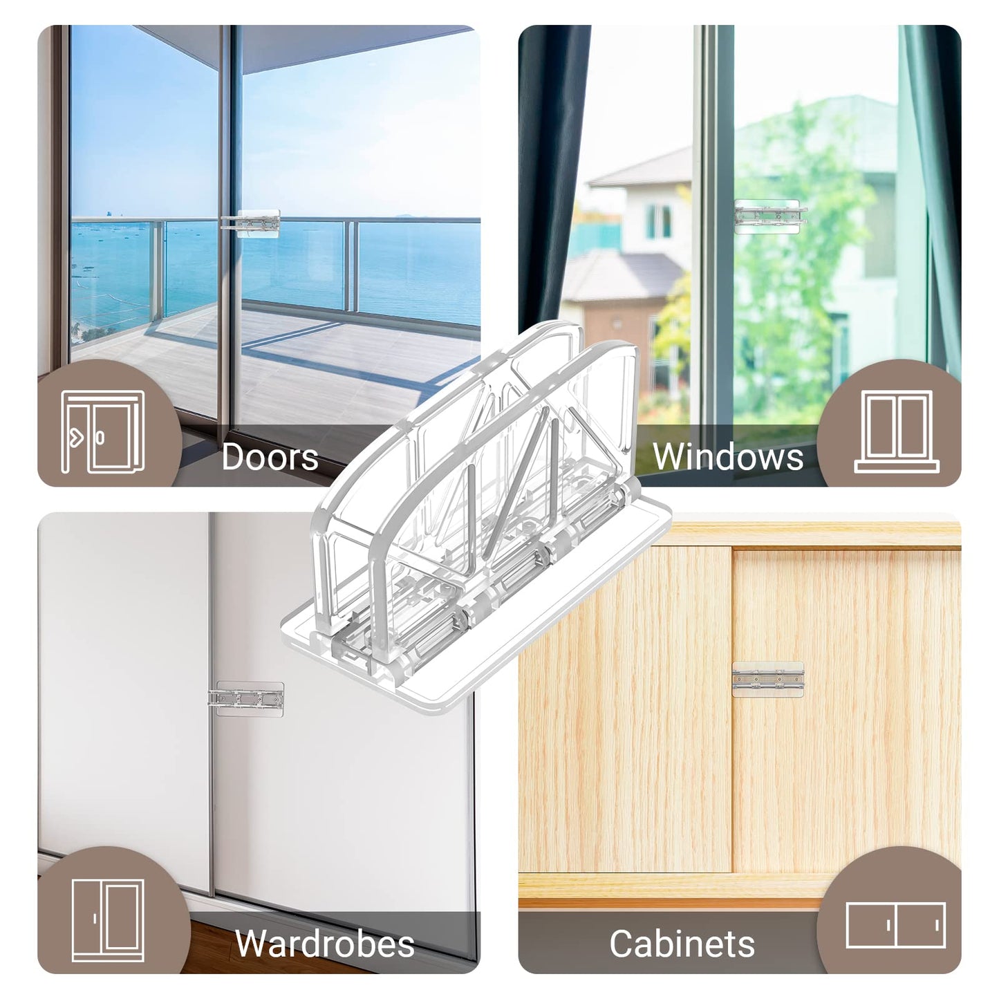 Sliding Door Lock Window Locks - 2 Pack Sliding Glass Door Lock for Child Safety Closet Door Security Locks for Kids Home Security Door Lock Safety Childproof for Inside Flip Door Latches Bar Stopper