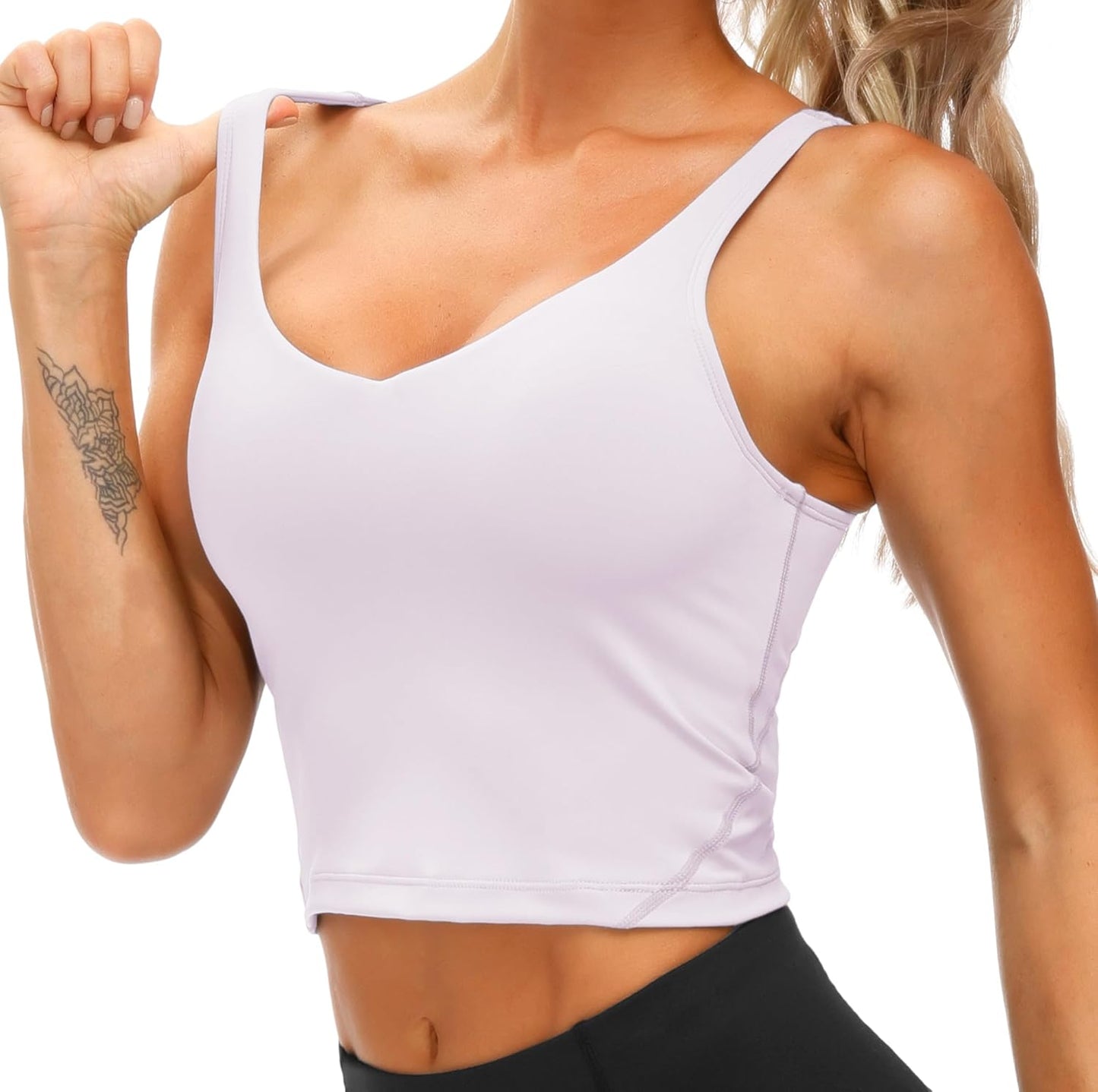 The Gym People Women's Longline Sports Bra - Wirefree Padded Design for Medium Support