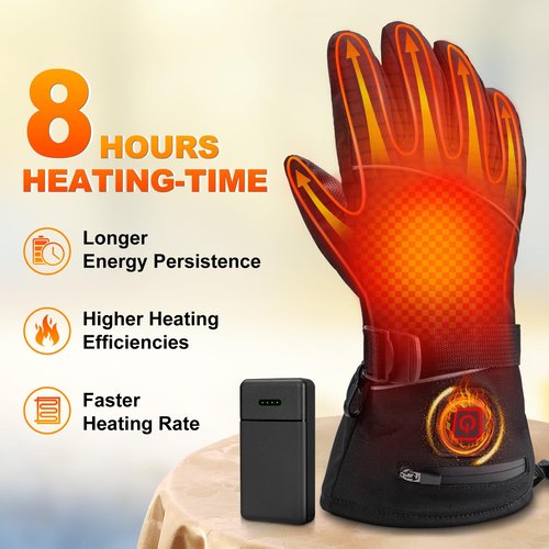 Heated Gloves, Rechargeable Heating Glove for Men Women - 3 Heating Levels, Touchscreen, Waterproof, Perfect for Skiing, Working, Motorcycling
