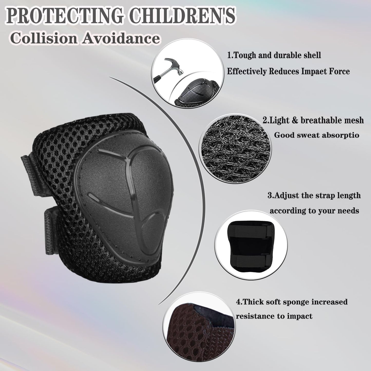 Skiennix Kids Protective Gear Set - Adjustable Knee Pads, Elbow Pads & Wrist Guards | Ages 3-14