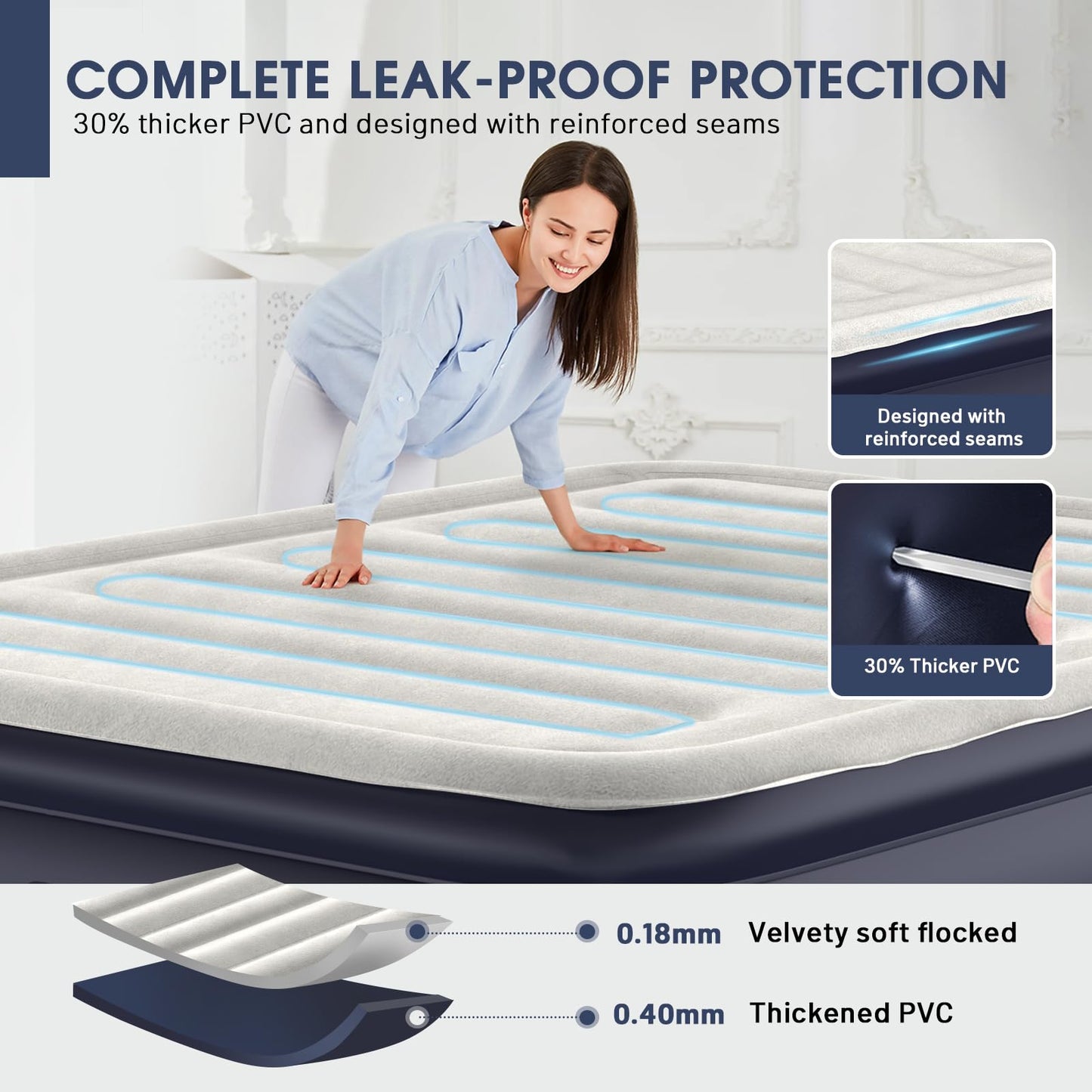 DIVON Air Mattress Queen with Built in Pump,18'' Raised Blow Up Mattress