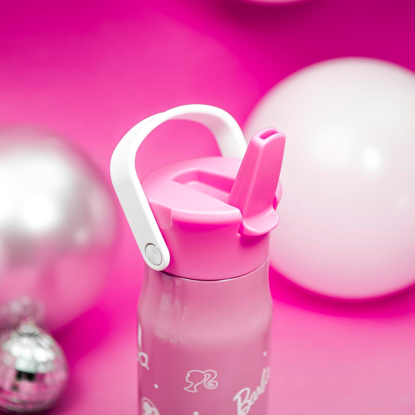 Zak Designs Barbie Water Bottle - 20oz Stainless Steel, Leak-Proof & Insulated with Straw Lid (Pink)