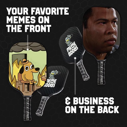 Meme Paddles | Premium Pickleball Paddle Set of 2 | Multi-Layer Fiberglass and Graphite Paddle Face | Honeycomb Core | Designed in The USA | Complete Kit 2 Rackets, 4 Pickleballs and Case