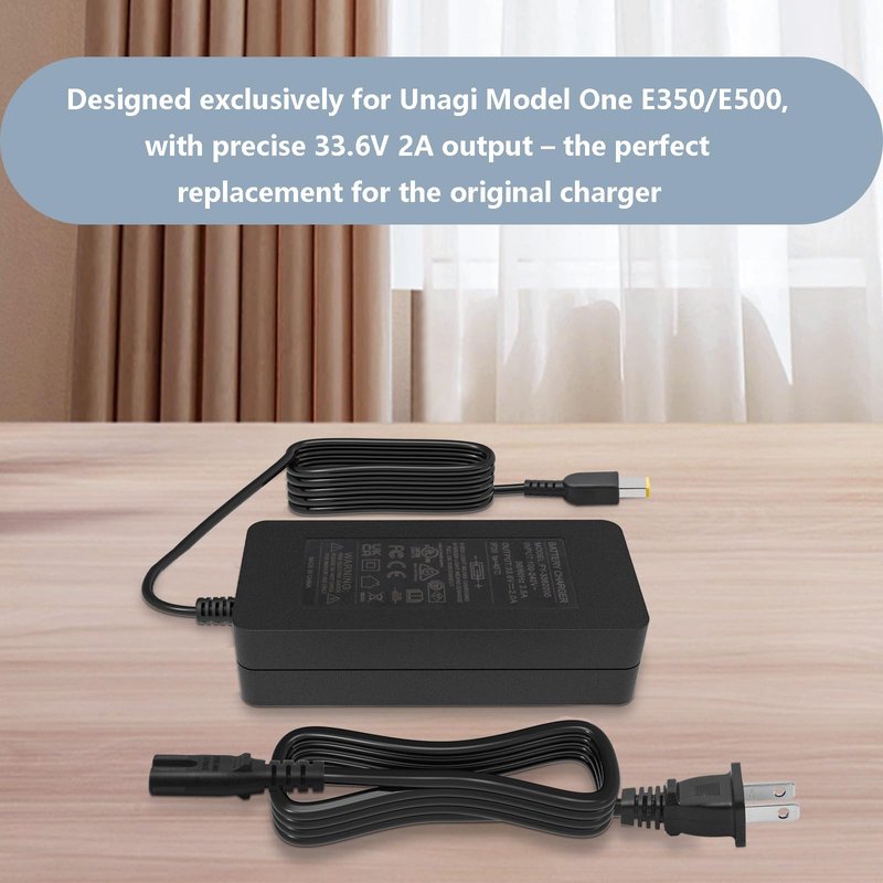 UAUSE 33.6V 2A 3-Prong/Pin XLR Power Charger for Unagi Model One E350 E500 Lithium Battery Charger