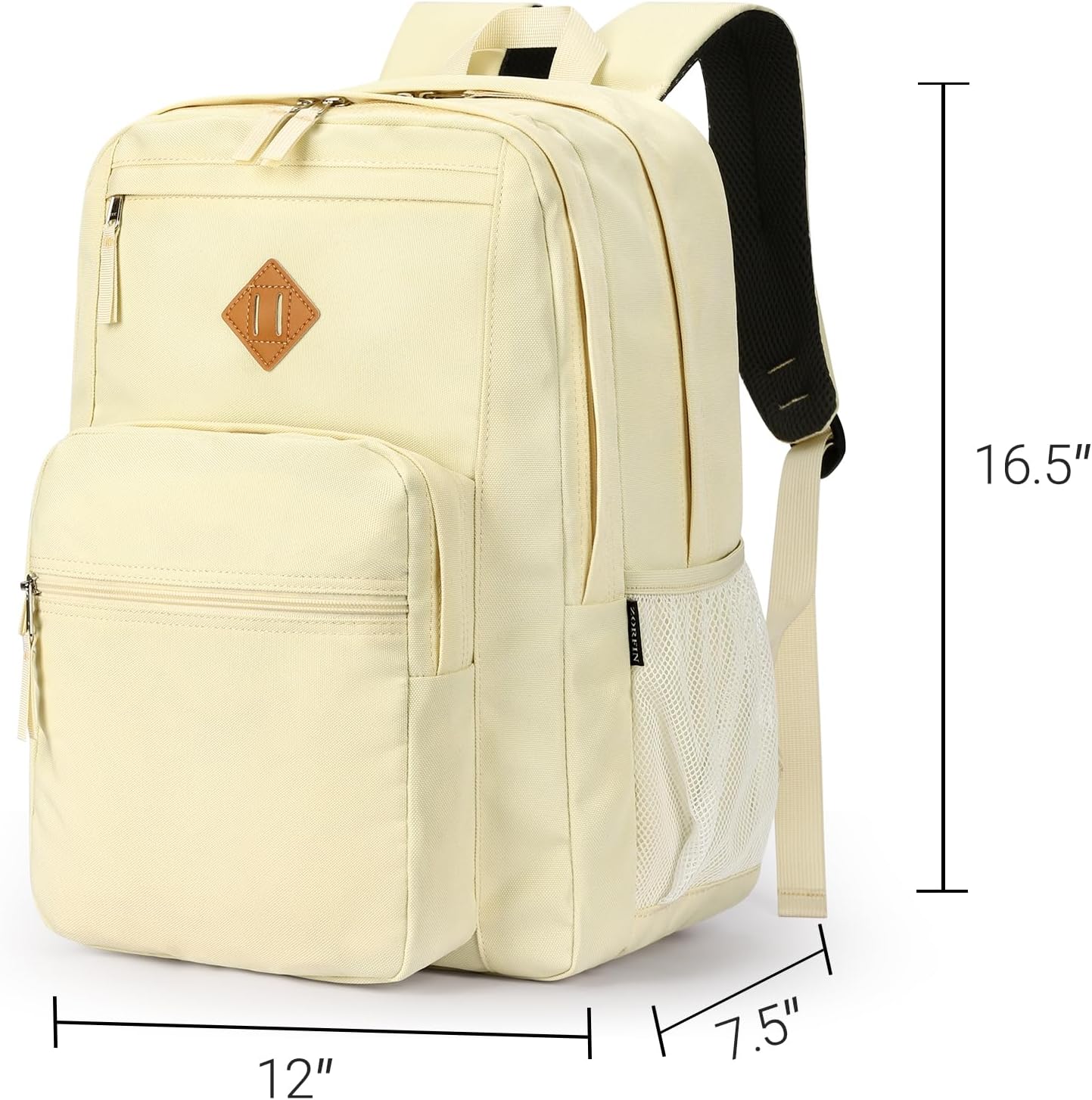 ZORFIN 26L Water-Resistant Backpack for College and Travel - Stylish Beige Bookbag
