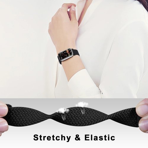 HQzon 2 Pack Stretchy 16mm Braided Nylon Bands Compatible with FITVII HM08/MorePro HM08/Amzhero-Runfit D26/KALINCO Slim Fitness Tracker