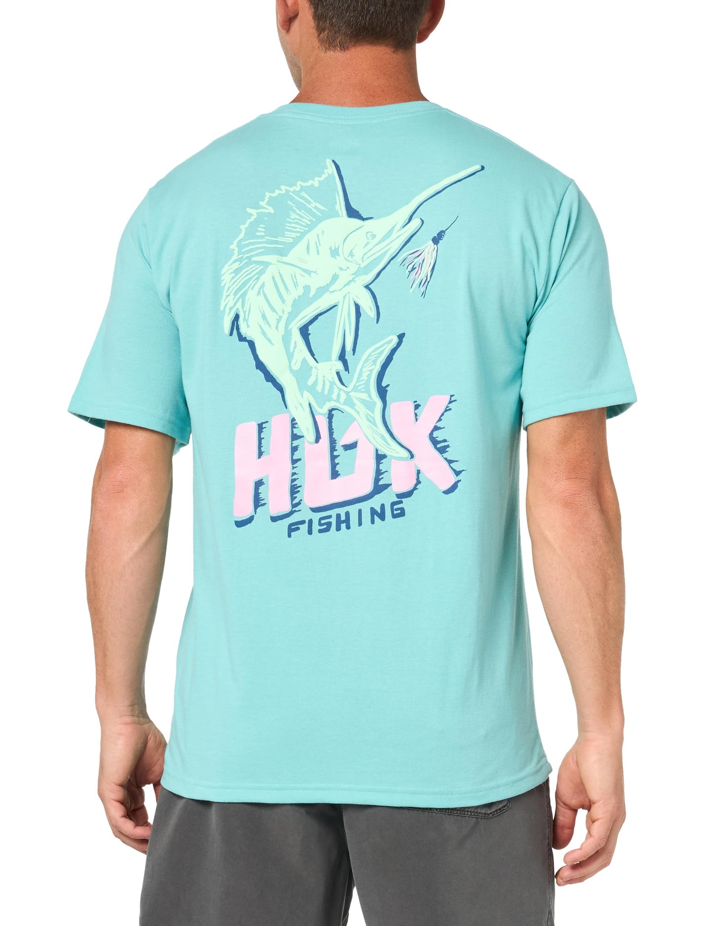 HUK Mens Fishing Graphic Tee, Performance Short Sleeve, Quick-Dry, Sail Bones - Marine Blue, XX-Large