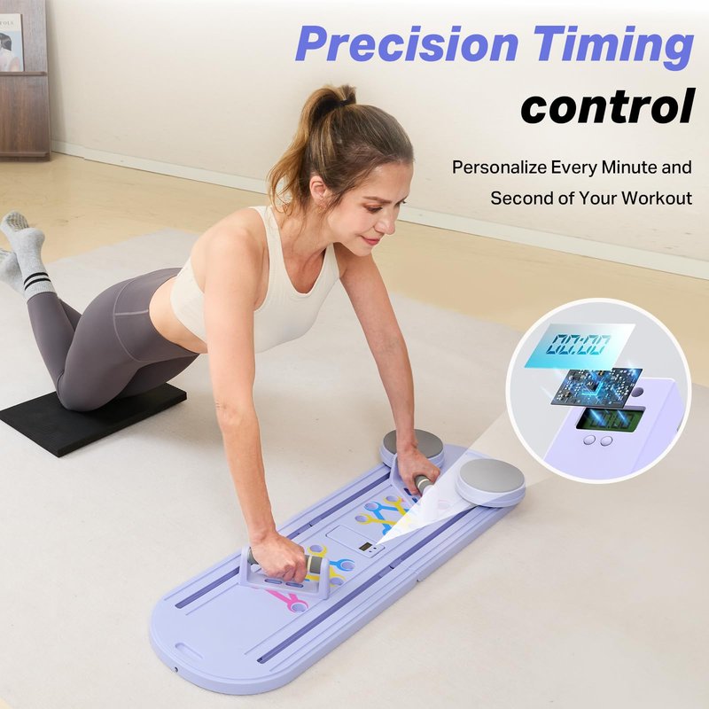 TTFP Pilates Board, Pilates Reformer Set with Timer, Multifunctional Abdominal Board Ab Core Trainer Home Workout Equipment (Lavender)