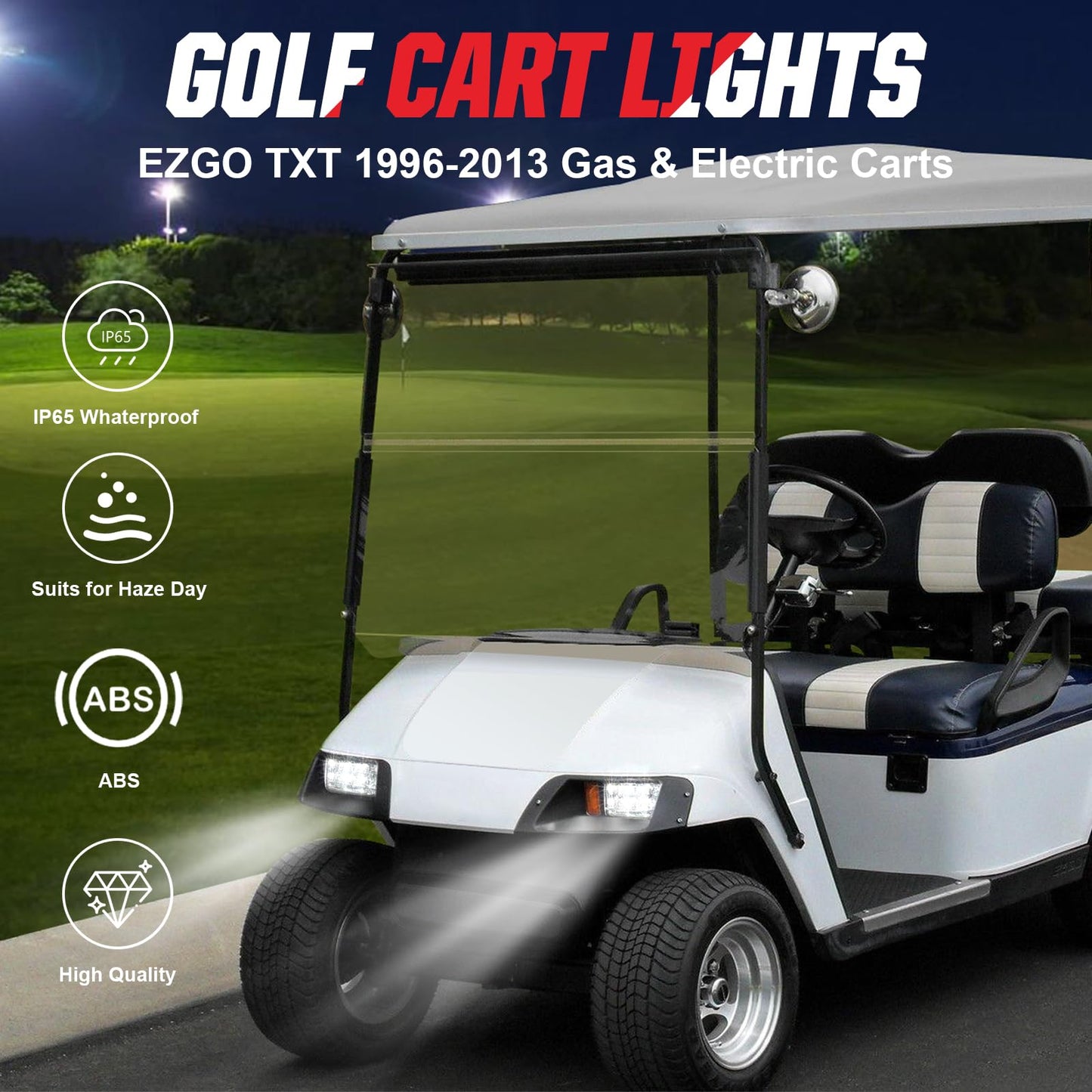 VYYOKMU LED Headlight and Tail Light Kit for EZGO TXT 1996-2013 Gas and Electric, Street Legal 12V LED Kit
